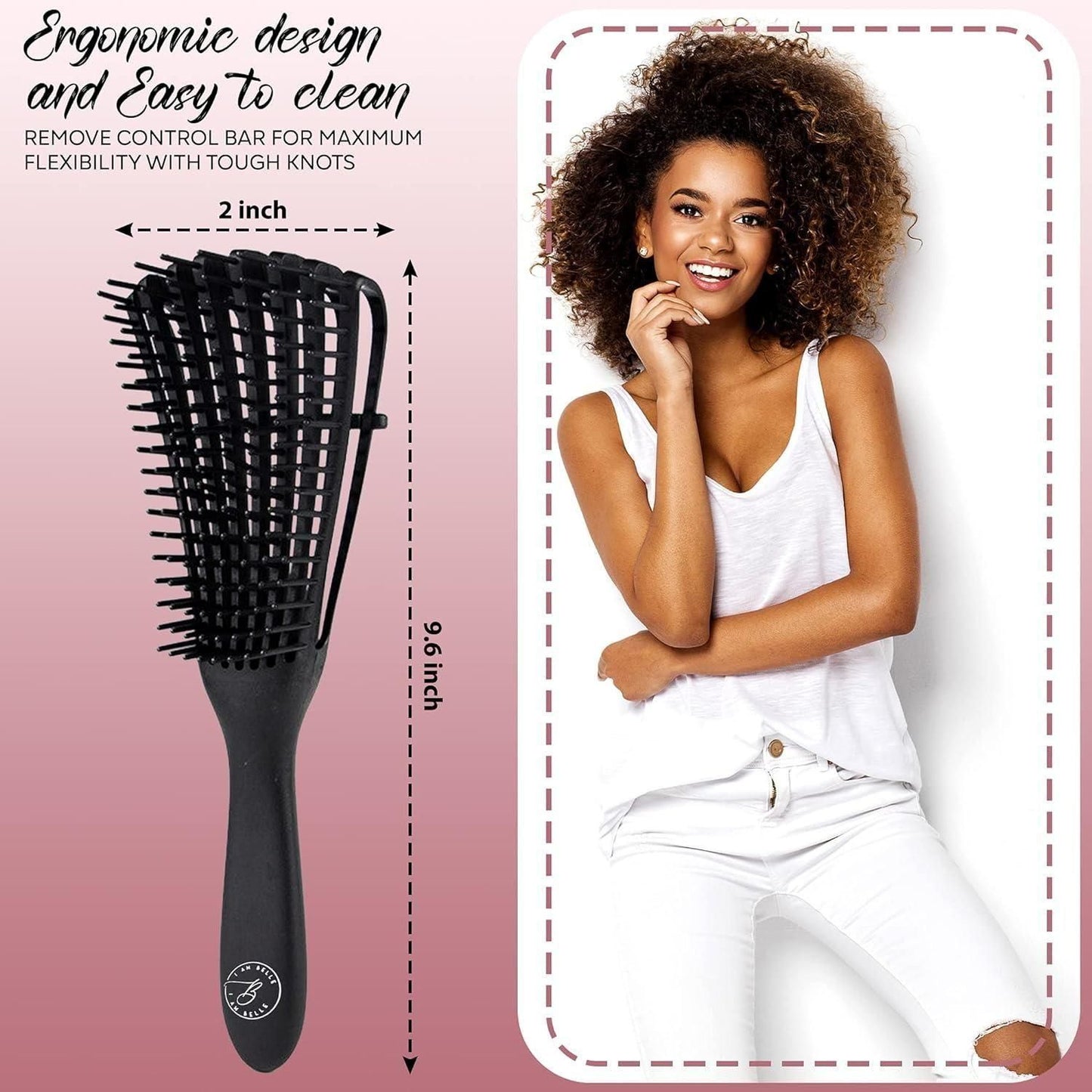 Anti-Tangle Brush for Curly and Afro Hair - Detangling & Defining Comb