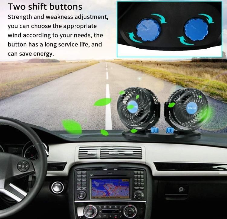 360° Rotatable Car Air Circulation Fan - Dual Head USB Silent Fan