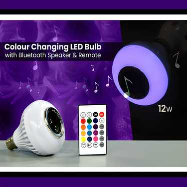 Colour Changing LED Bulb with Bluetooth Speaker & Remote - Combo Pack