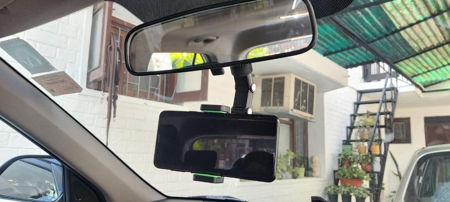 360° Rearview Mirror Car Phone Holder