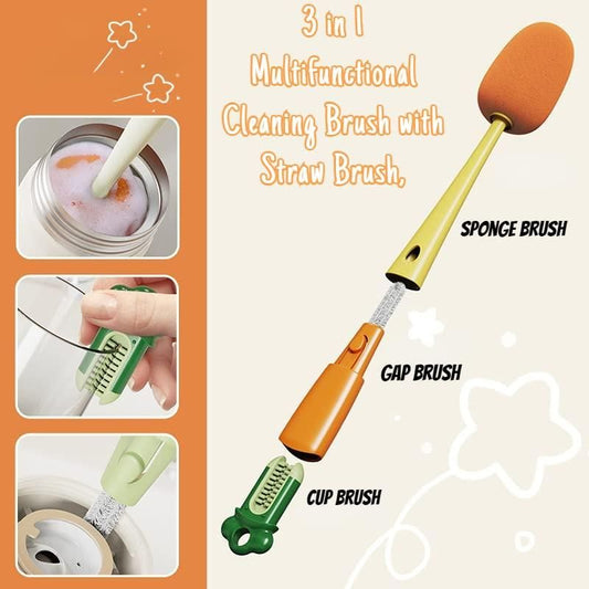 3 in 1 Multifunctional Cleaning Brush for Water Bottles - Versatile and Efficient