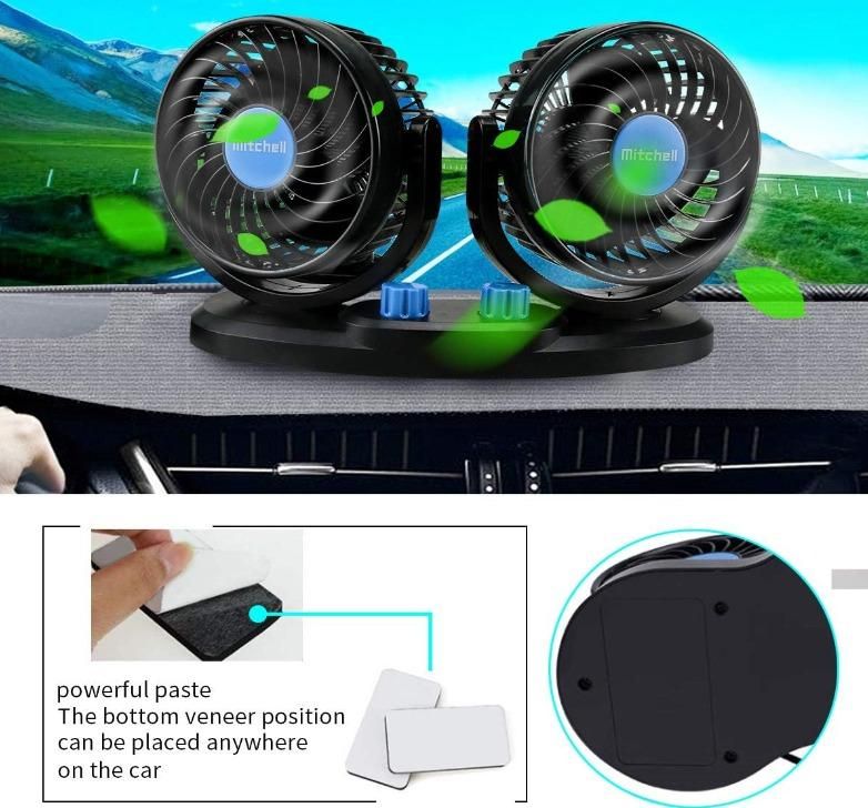 360° Rotatable Car Air Circulation Fan - Dual Head USB Silent Fan