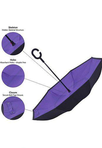 Double Layer Inverted Reversible No Drip Umbrella with C-Shape Handle