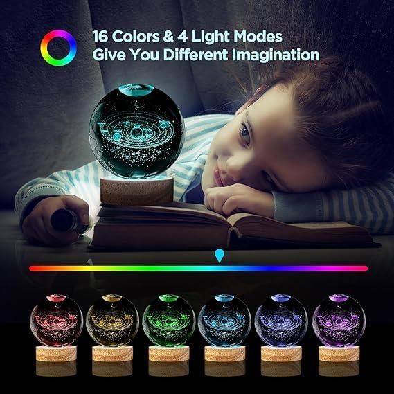 3D Crystal Lamp Ball - 16 Colors & 4 Light Modes with Soft Eye Protection