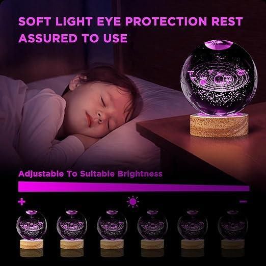 3D Crystal Lamp Ball - 16 Colors & 4 Light Modes with Soft Eye Protection