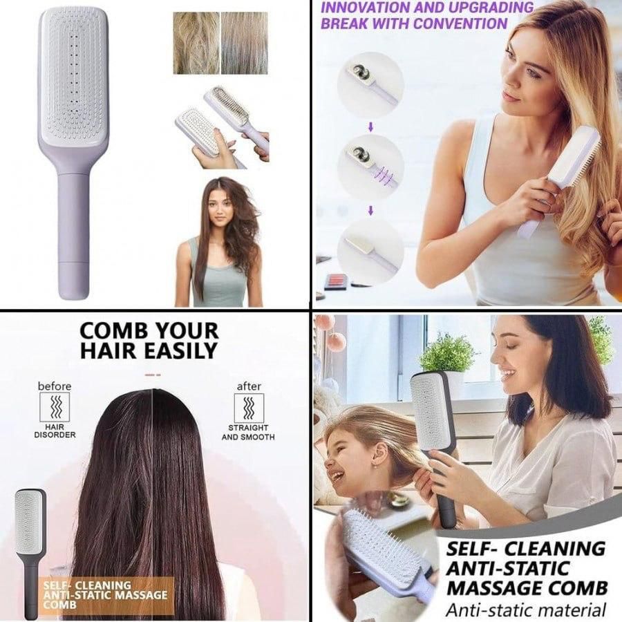 Anti-static Self-cleaning Massage Comb - for Adults & Kids