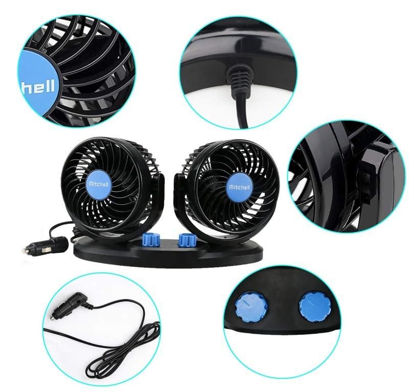 360° Rotatable Car Air Circulation Fan - Dual Head USB Silent Fan