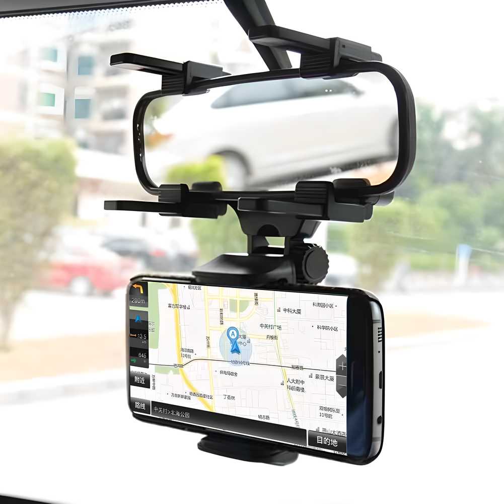 360° Rearview Mirror Car Phone Holder